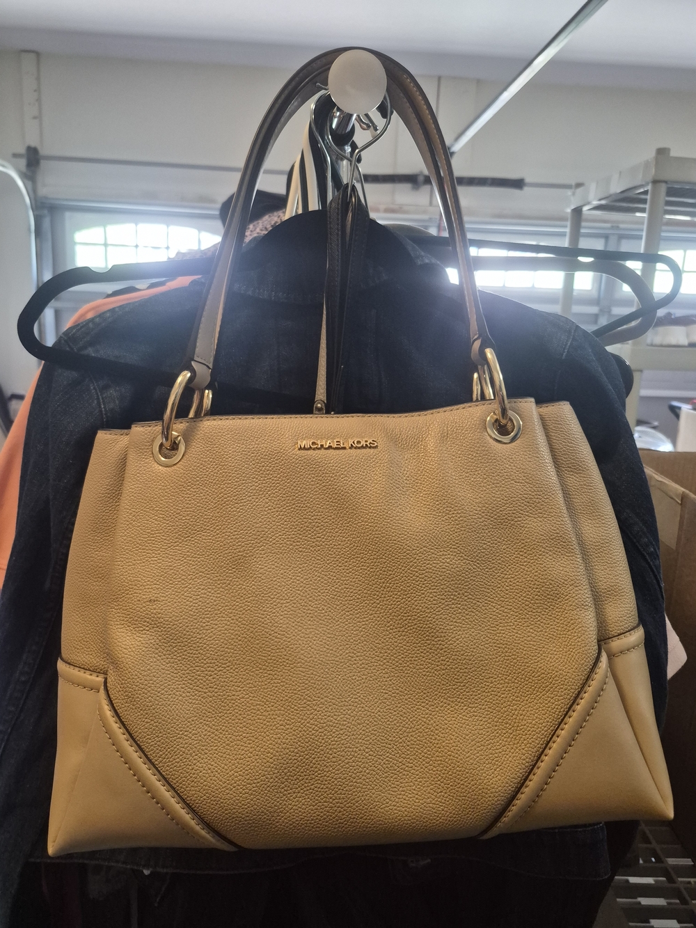 Michael Kors Beige Leather Tote Bag